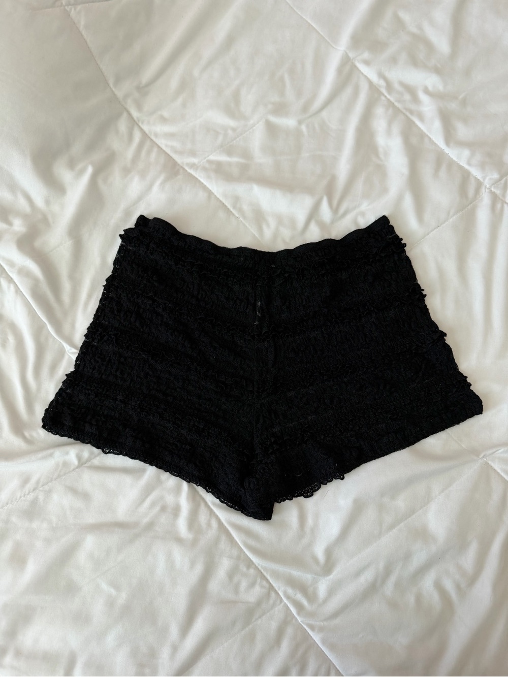 Peppermayo Black High-Waist Lace Overlay Shorts - Picture 4 of 5